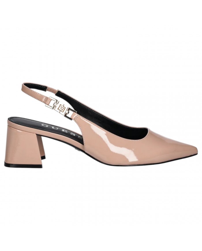 Decolleté Donna Guess Zabela Tacco Quadrato 6 Cm Leather Nude