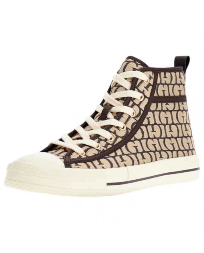 Sneaker Alta Donna Guess Colyn G Logo All Over Taupe Brown