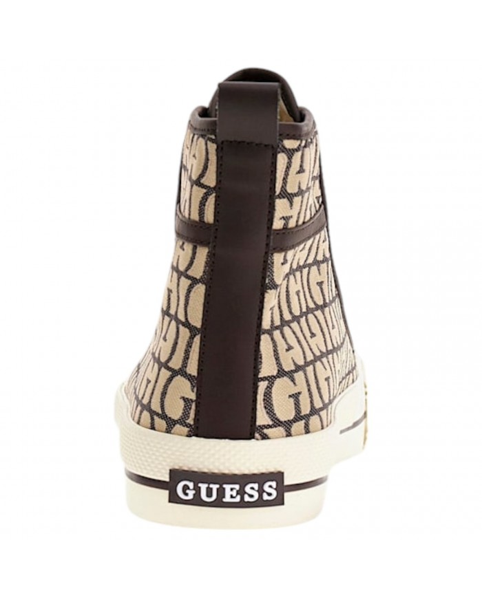 Sneaker Alta Donna Guess Colyn G Logo All Over Taupe Brown