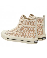 Sneaker Alta Donna Guess Colyn G Logo All Over Taupe Gold