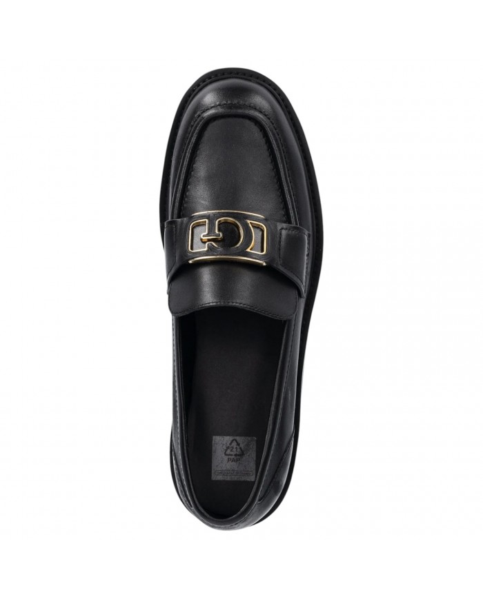 Mocassino Donna Guess Shuttle Fibbia G Logo Leather Black