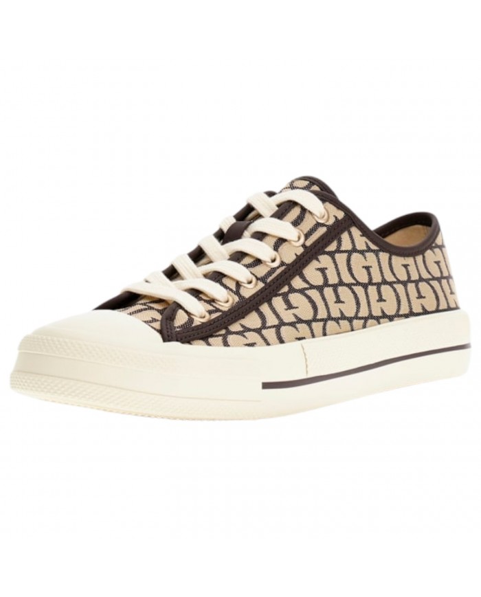 Sneaker Donna Guess Carey G Logo All Over Sneaker Bassa Taupe Brown