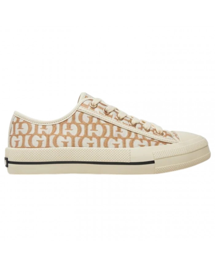 Sneaker Donna Guess Carey G Logo All Over Sneaker Bassa Taupe Gold