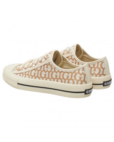 Sneaker Donna Guess Carey G Logo All Over Sneaker Bassa Taupe Gold