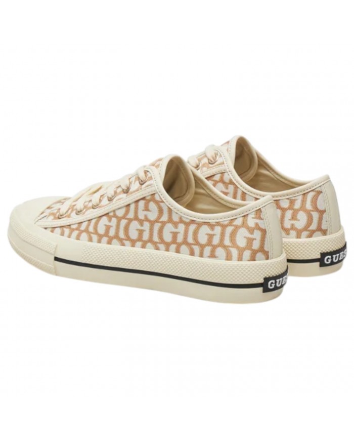Sneaker Donna Guess Carey G Logo All Over Sneaker Bassa Taupe Gold