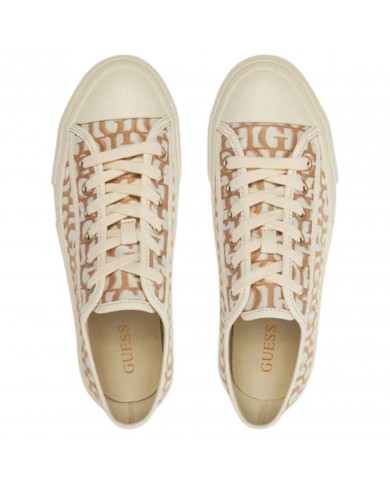 Sneaker Donna Guess Carey G Logo All Over Sneaker Bassa Taupe Gold