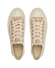Sneaker Donna Guess Carey G Logo All Over Sneaker Bassa Taupe Gold