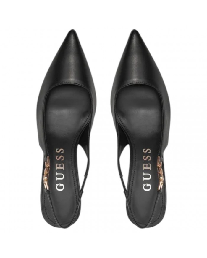 Decolleté Donna Guess Nassha Sling Back Chanel Leather Black