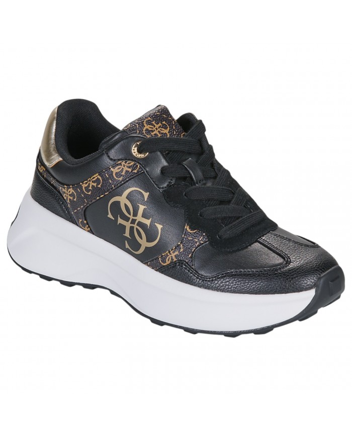 Sneaker Donna Guess Runner Luckei 4G Logo Leather Black