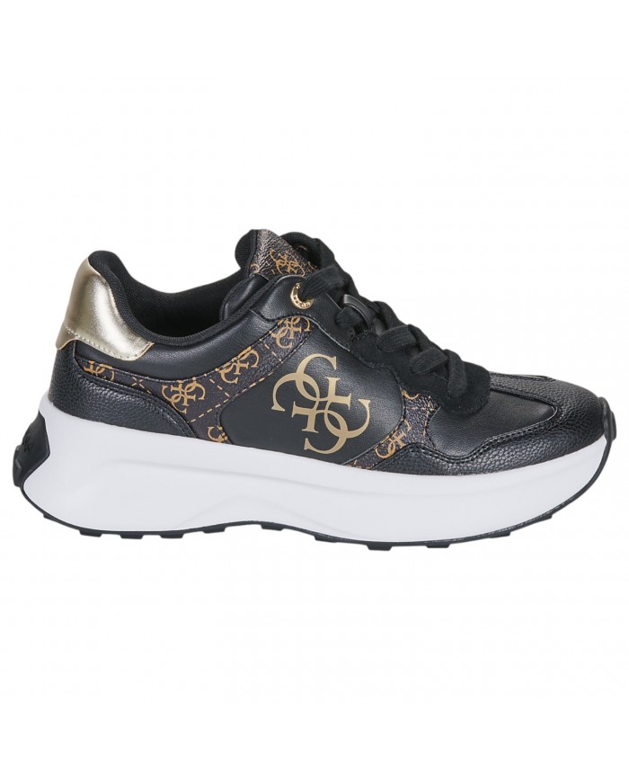 Sneaker Donna Guess Runner Luckei 4G Logo Leather Black
