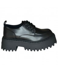 Stringata Donna Buffalo Platform Vegan Box Leather Black