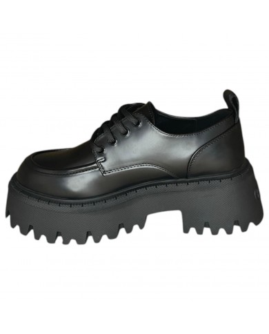 Stringata Donna Buffalo Platform Vegan Box Leather Black