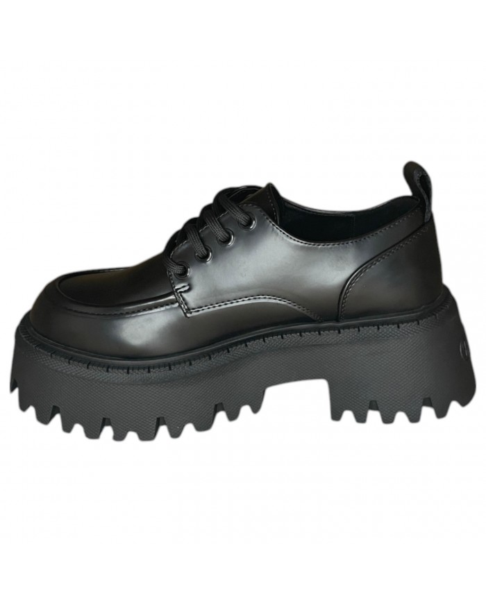 Stringata Donna Buffalo Platform Vegan Box Leather Black