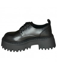 Stringata Donna Buffalo Platform Vegan Box Leather Black