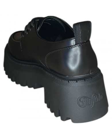 Stringata Donna Buffalo Platform Vegan Box Leather Black