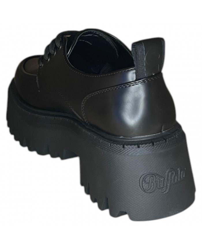 Stringata Donna Buffalo Platform Vegan Box Leather Black