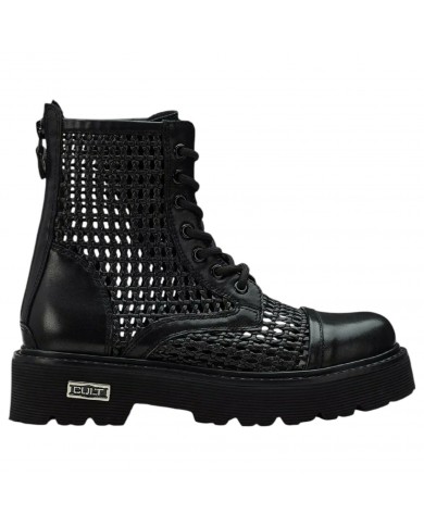 Stivaletto Donna Cult Slash 4218 Mid W Pelle Intrecciata Leather Black