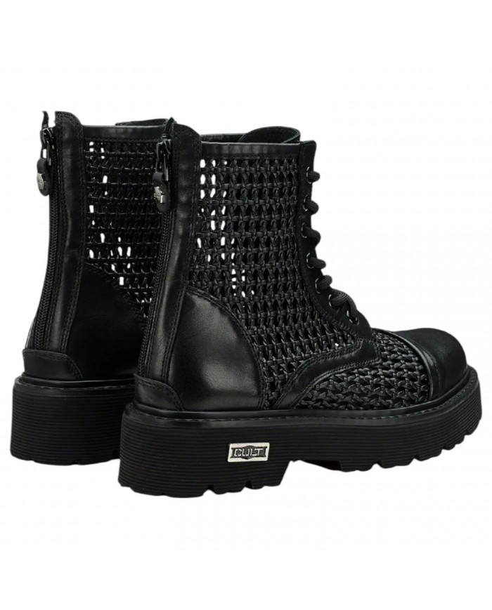 Stivaletto Donna Cult Slash 4218 Mid W Pelle Intrecciata Leather Black