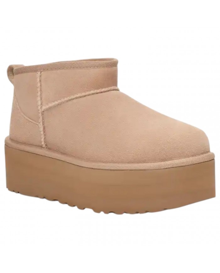 Stivale Donna UGG Classic Ultra Mini Platform Montone Idrorepellente Sand