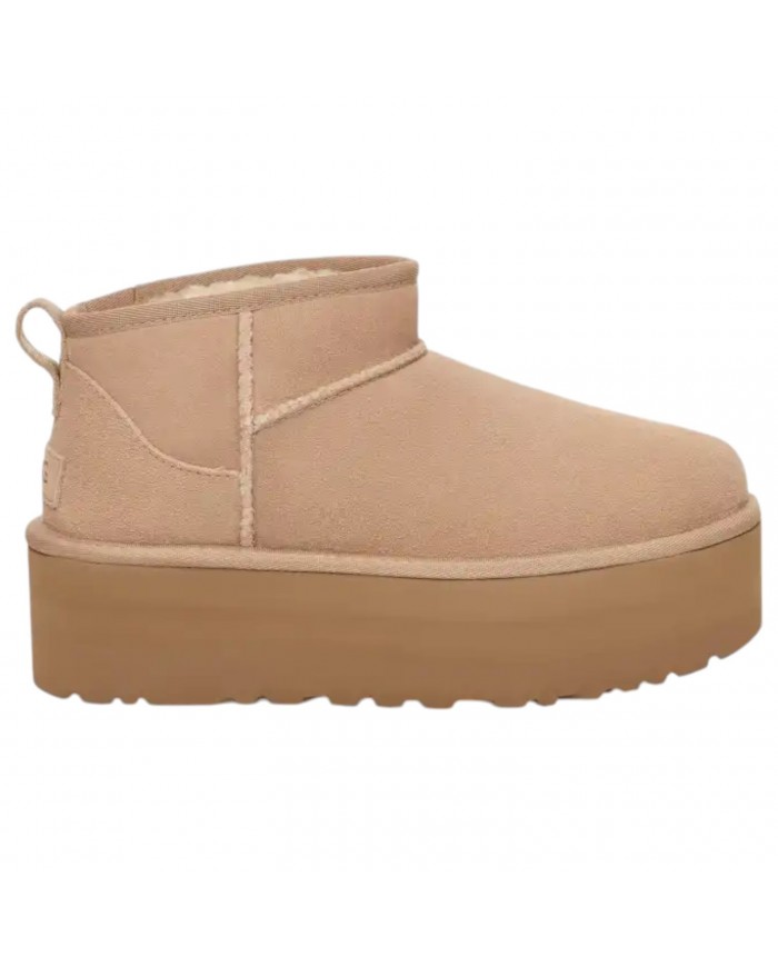 Stivale Donna UGG Classic Ultra Mini Platform Montone Idrorepellente Sand