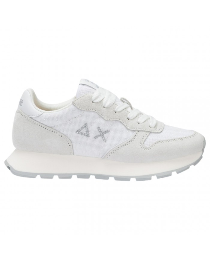 Sneakers Donna Sun 68 Ally Glitter Textile Logo Δ X Suede Nylon Bianco