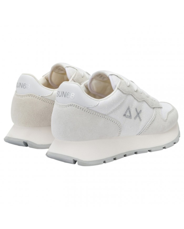 Sneakers Donna Sun 68 Ally Glitter Textile Logo Δ X Suede Nylon Bianco