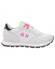 Sneakers Donna Sun 68 Ally Solid Nylon Logo Δ X Suede Nylon Bianco Fuxia Fluo