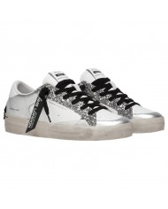 Sneaker Donna Crime London Sk8 Deluxe Heel Suede Leather Silver Glam