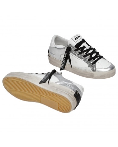 Sneaker Donna Crime London Sk8 Deluxe Heel Suede Leather Silver Glam