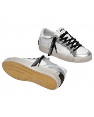 Sneaker Donna Crime London Sk8 Deluxe Heel Suede Leather Silver Glam