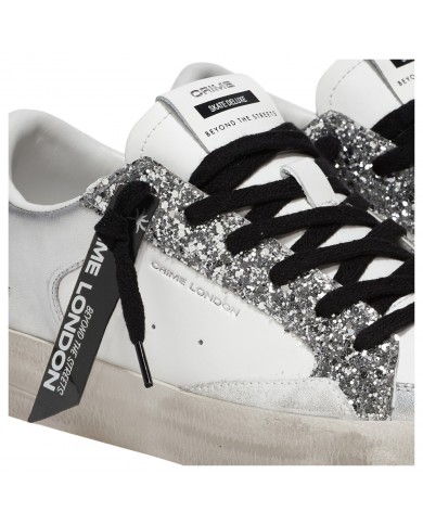 Sneaker Donna Crime London Sk8 Deluxe Heel Suede Leather Silver Glam