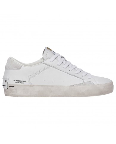 Sneaker Donna Crime London Distressed Suede Leather White