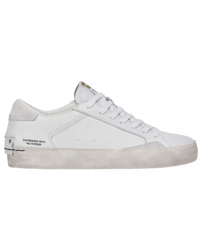 Sneaker Donna Crime London Distressed Suede Leather White