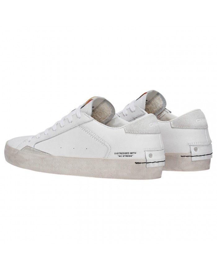 Sneaker Donna Crime London Distressed Suede Leather White