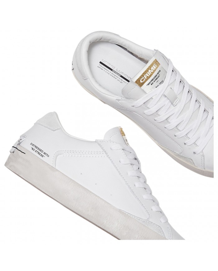 Sneaker Donna Crime London Distressed Suede Leather White
