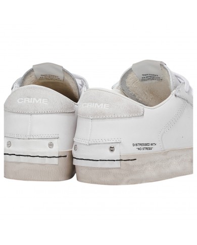 Sneaker Donna Crime London Distressed Suede Leather White
