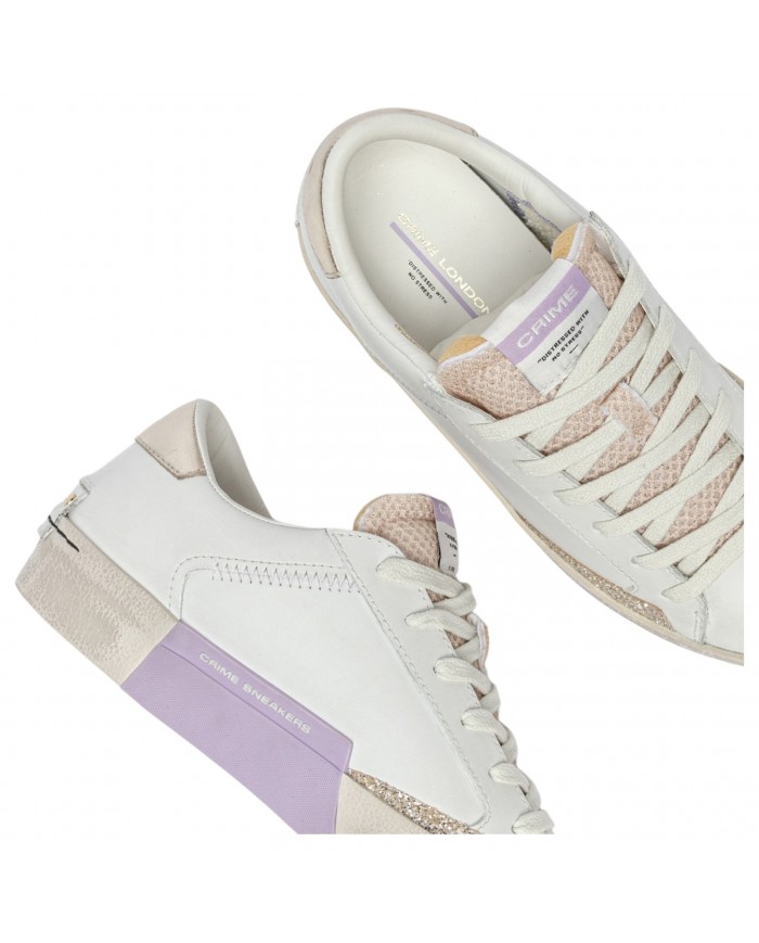 Sneaker Donna Crime London Distressed Suede Leather Sheer Lilac