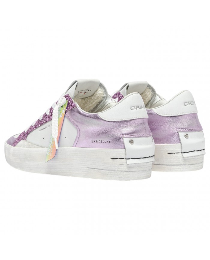 Sneaker Donna Crime London Sk8 Deluxe Heel Suede Leather Lilac Lover