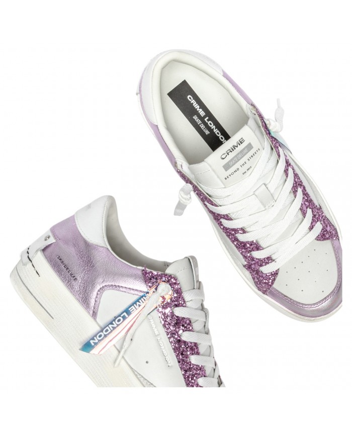 Sneaker Donna Crime London Sk8 Deluxe Heel Suede Leather Lilac Lover