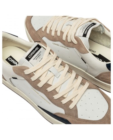 Sneakers Crime London Uomo Chelsea Leather Suede White Dusty Blue