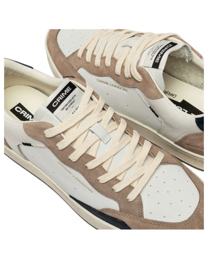Sneakers Crime London Uomo Chelsea Leather Suede White Dusty Blue