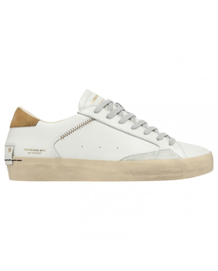 Sneakers Crime London Uomo Distressed Leather Suede White Desert Tan