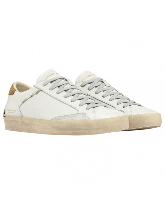 Sneakers Crime London Uomo Distressed Leather Suede White Desert Tan