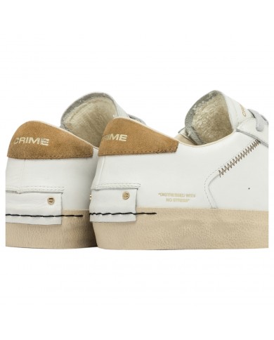 Sneakers Crime London Uomo Distressed Leather Suede White Desert Tan