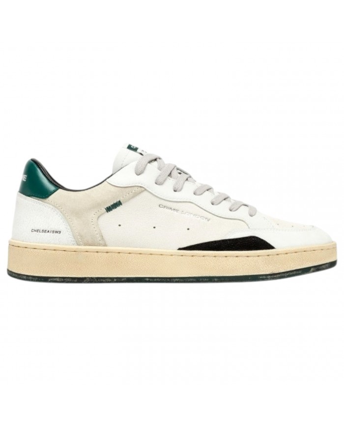 Sneakers Crime London Uomo Chelsea Leather Suede White Green