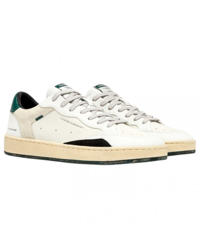 Sneakers Crime London Uomo Chelsea Leather Suede White Green