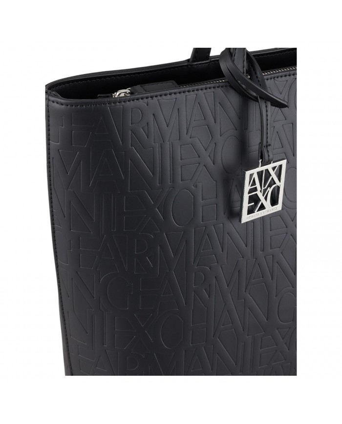 Shopper Donna Armani Exchange Shopper Logo Rialzato Leather Black