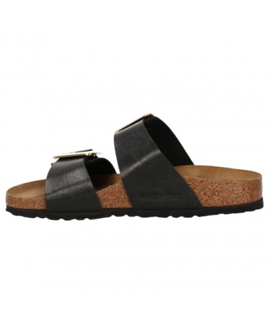 Sandalo Donna Birkenstock Unisex Sydney Cushion Buckle Birko Flor Leather Graceful Licorice