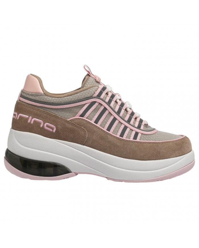 Sneakers Fornarina Glam Donna Platform Leather Sand Pink