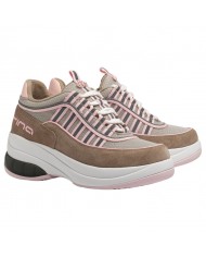 Sneakers Fornarina Glam Donna Platform Leather Sand Pink